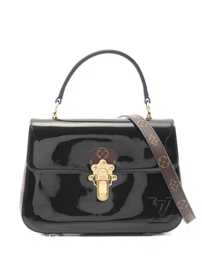 Pre-owned Louis Vuitton Cherry Wood Pm Leather Satchel Bag In Black