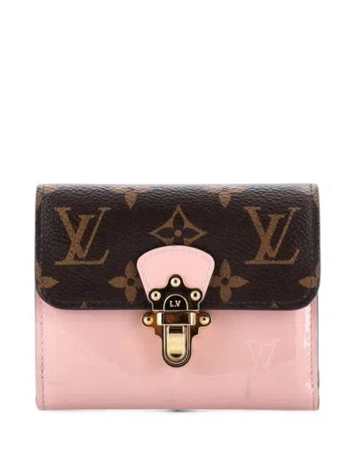 Pre-owned Louis Vuitton Cherrywood Wallet Vernis With Monogram Canvas Compact Small Wallets In Pink