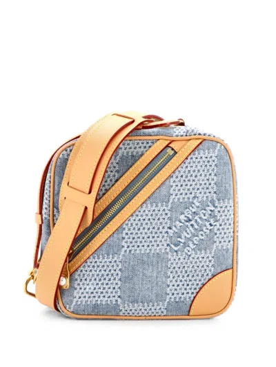Pre-owned Louis Vuitton Chess Messenger Bag Damier 3d Denim Crossbody Bag In Blue
