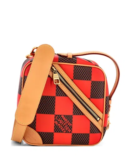 Pre-owned Louis Vuitton Chess Messenger Bag Damier Pop Crossbody Bag In Red