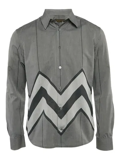 Pre-owned Louis Vuitton Chevron-print Shirt In Gray