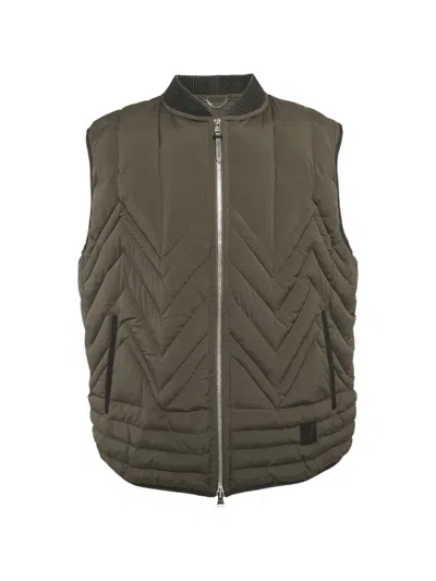 Pre-owned Louis Vuitton Chevron-quilted Pocket Gilet In Green