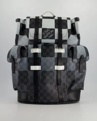 Pre-owned Louis Vuitton Christopher Backpack Bag In Anddamier Canvas With Silver Hardware In Black