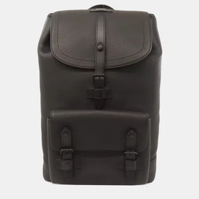 Pre-owned Louis Vuitton Christopher Backpack Taurillon In Black