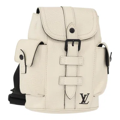 Pre-owned Louis Vuitton Christopher Backpack Taurillon Leather White Leather Shoulder Bag Bag ()