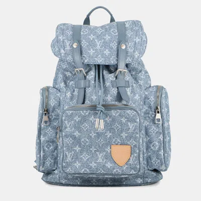 Pre-owned Louis Vuitton Christopher Cargo Blue Monogram Nylon Denim Backpack Bag