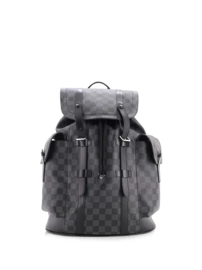 Pre-owned Louis Vuitton Christopher Damier Graphite Pm Backpack In Black
