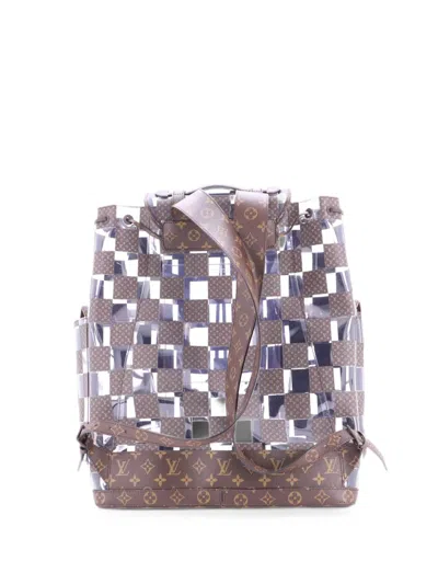 Pre-owned Louis Vuitton Christopher Limited Edition Monogram Chess Canvas And Pvc Gm Backpack In Brown