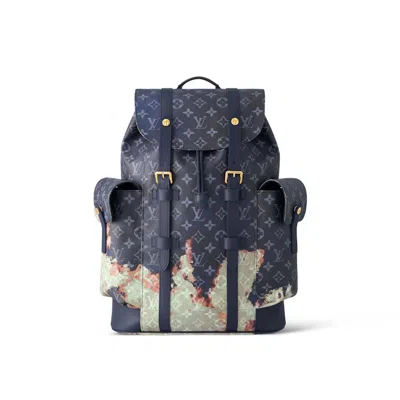 Pre-owned Louis Vuitton Christopher Mm Ink Blue Backpack