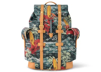 Pre-owned Louis Vuitton Christopher Mm Monogram Surfin' Navy Blue Backpack