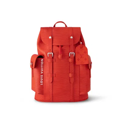 Pre-owned Louis Vuitton Christopher Mm Vermillion Red Backpack