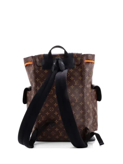 Pre-owned Louis Vuitton Christopher Monogram Canvas With Lv Friends Patch Pm Backpack In Brown