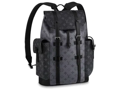 Pre-owned Louis Vuitton Christopher Monogram Eclipse Reverse Pm Gray Backpack