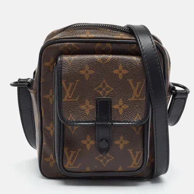 Pre-owned Louis Vuitton Christopher Monogram Macassar Canvas Wearable Wallet In Black