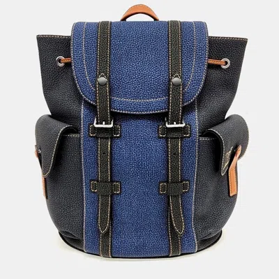 Pre-owned Louis Vuitton Christopher Navy Blue Leather Backpack