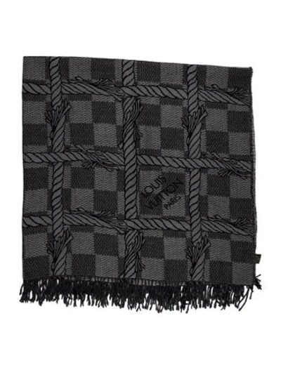 Pre-owned Louis Vuitton Christopher Nemeth Damier Rope Reflective Throw Blanket In Grey