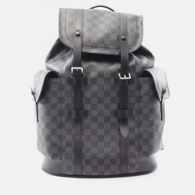 Pre-owned Louis Vuitton Christopher Pm Backpack Coated Canvas And Leather With Damier Graphite Pattern Black
