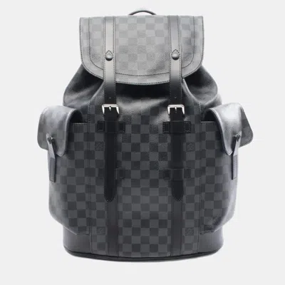 Pre-owned Louis Vuitton Christopher Pm Backpack Coated Canvas And Leather With Damier Graphite Pattern Black