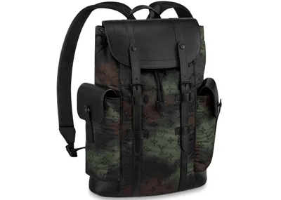 Pre-owned Louis Vuitton Christopher Pm Camouflage Green Backpack