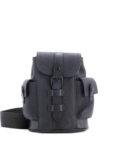 Pre-owned Louis Vuitton Christopher Taurillon Leather Xs Backpack In Black