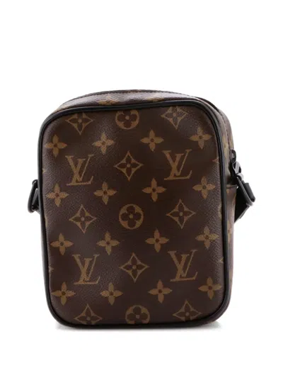 Pre-owned Louis Vuitton Christopher Wearable Wallet Macassar Monogram Canvas Crossbody Bag In Black