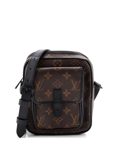 Pre-owned Louis Vuitton Christopher Wearable Wallet Macassar Monogram Canvas Crossbody Bag In Brown