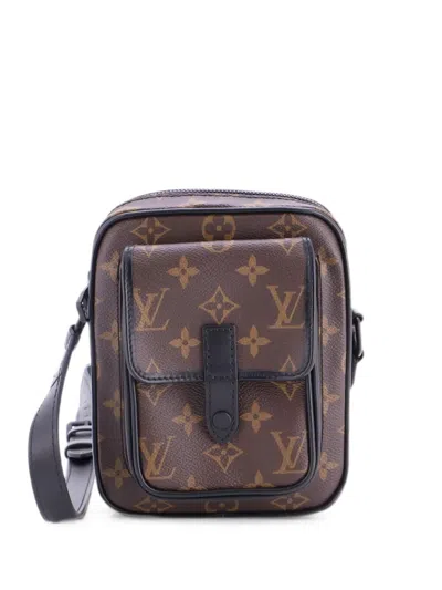 Pre-owned Louis Vuitton Christopher Wearable Wallet Macassar Monogram Canvas Crossbody Bag In Brown