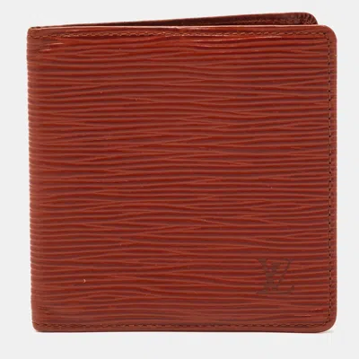 Pre-owned Louis Vuitton Cipango Gold Epi Leather Bifold Wallet In Brown