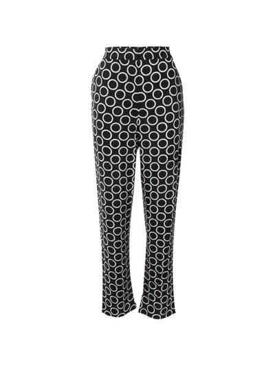 Pre-owned Louis Vuitton Circle-print Straight-leg Trousers In Black