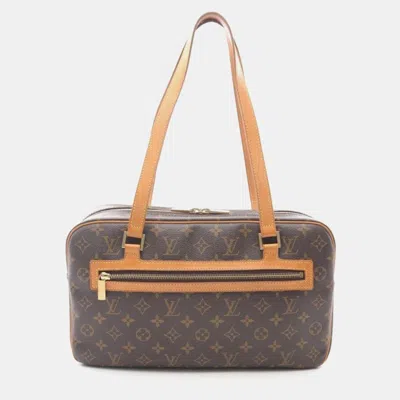 Pre-owned Louis Vuitton Cite Gm Brown Monogram Canvas Shoulder Travel Bag