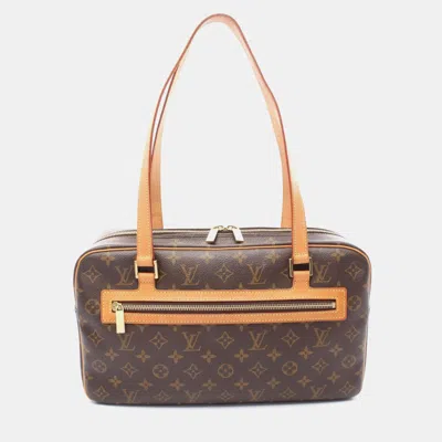 Pre-owned Louis Vuitton Cite Gm Shoulder Travel Bag Monogram Canvas Brown