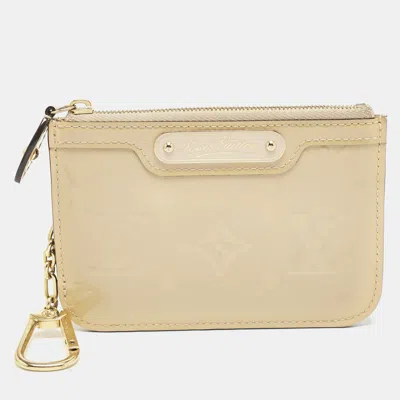 Pre-owned Louis Vuitton Citrine Monogam Vernis Pochette Cles Coin Purse In Cream