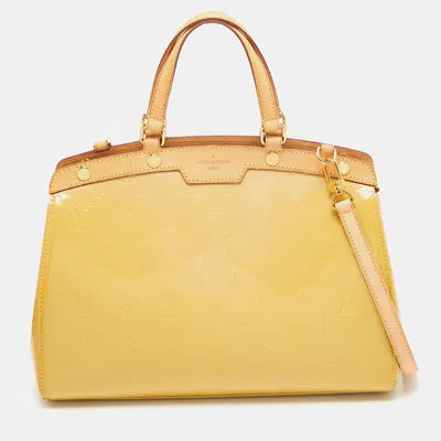 Pre-owned Louis Vuitton Citrine Monogram Vernis Brea Mm Bag In Yellow