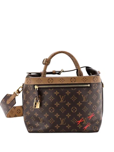 Pre-owned Louis Vuitton City Cruiser Handbag Reverse Monogram Canvas Pm Shoulder Bag In Brown