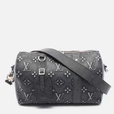 Pre-owned Louis Vuitton City Keepall Monogram Charcoal Black/grey Leather Shoulder Bag
