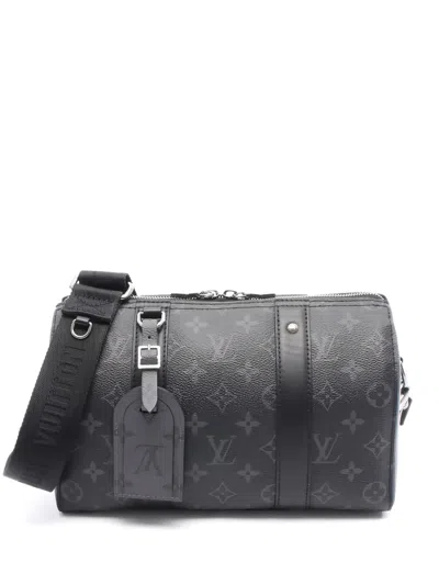 Pre-owned Louis Vuitton City Keepall Monogram-eclipse Holdall Bag In Black