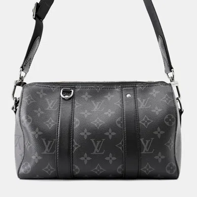 Pre-owned Louis Vuitton City Keepall Noir Monogram Eclipse Monogram Eclipse Reverse In Black