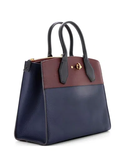 Pre-owned Louis Vuitton City Steamer Handbag Leather Mm Tote Bag In Blue