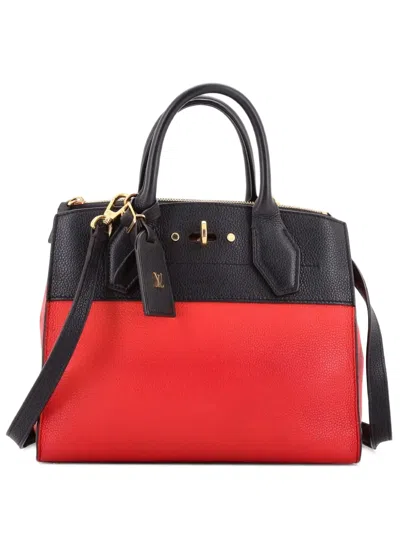 Pre-owned Louis Vuitton City Steamer Handbag Leather Pm Satchel In Red