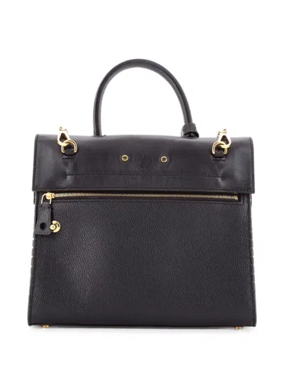 Pre-owned Louis Vuitton City Steamer One Handle Bag Leather Satchel In Black
