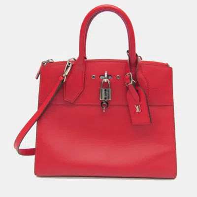 Pre-owned Louis Vuitton City Steamer Pm Handbag Shoulder Bag Ruby In Red