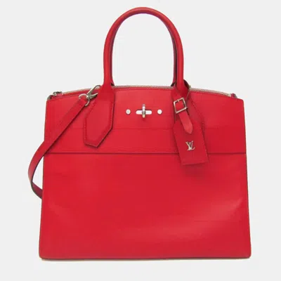 Pre-owned Louis Vuitton City Steamer Pm Ruby Leather Shoulder Bag In Red