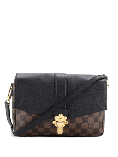 Pre-owned Louis Vuitton Clapton Handbag Damier And Leather Pm Crossbody Bag In Brown