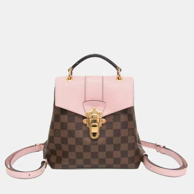 Pre-owned Louis Vuitton Clapton One Size Rose Ballerine Damier Ebene Canvas Backpack Bag In Multi