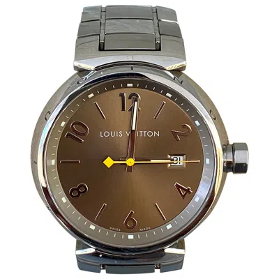 Pre-owned Louis Vuitton Classic Tambour Swiss Watch In Brown