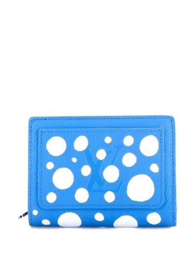 Pre-owned Louis Vuitton Clea Wallet Yayoi Kusama Infinity Dots Monogram Empreinte Giant Small Wallets In Blue
