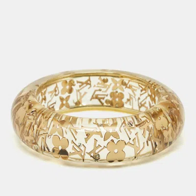Pre-owned Louis Vuitton Clear Resin Gold Tone Monogram Wide Inclusion Bangle Bracelet