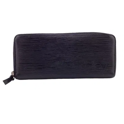 Pre-owned Louis Vuitton Clemence Black Leather Wallet  ()