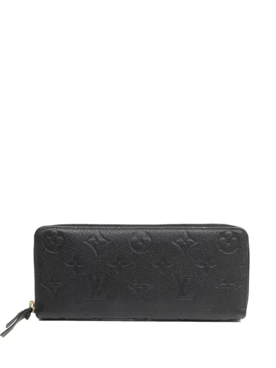 Pre-owned Louis Vuitton Clemence Monogram-pattern Wallet In Black