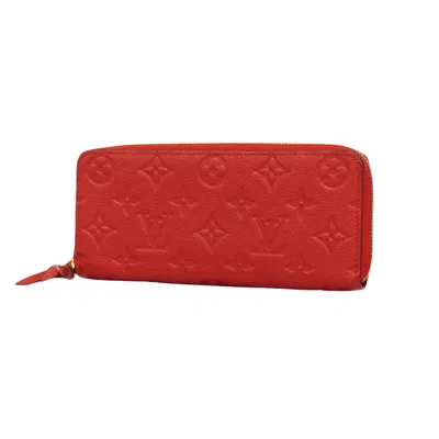Pre-owned Louis Vuitton Clemence Red Leather Wallet  ()